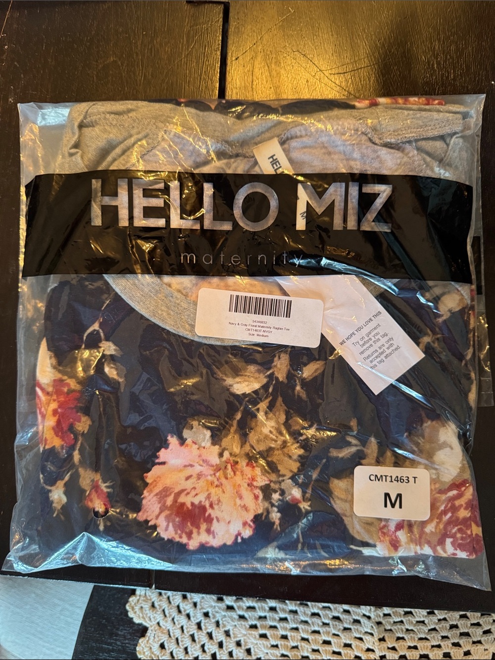 Hello MIZ Navy Floral Long Sleeve Maternity Tee